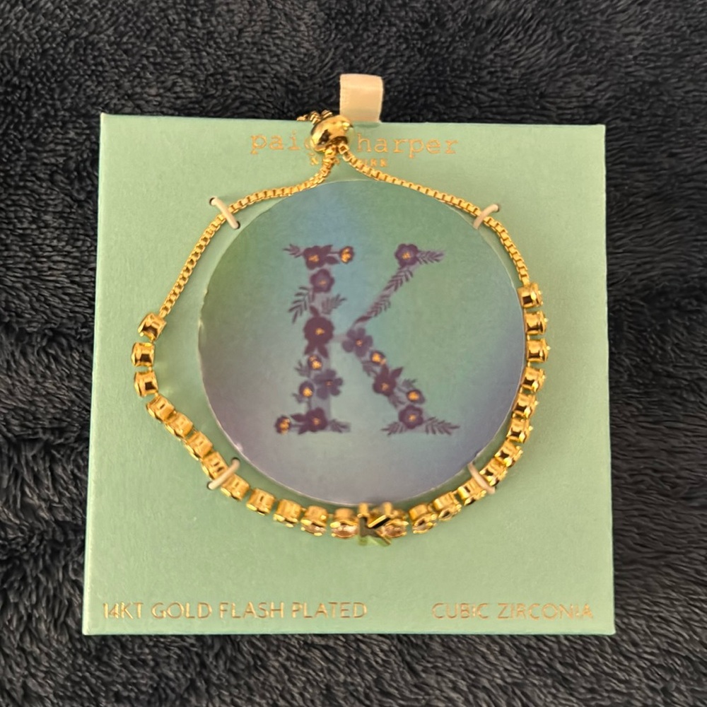 14 k gold flash plated cubic zirconia bracelet